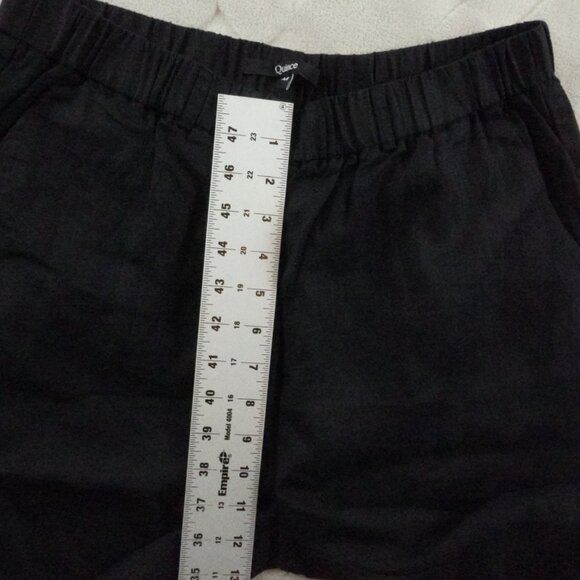 Quince Linen Pull On Pants Womens Medium Black Pull On Stretch Straight Leg - Picture 7 of 11